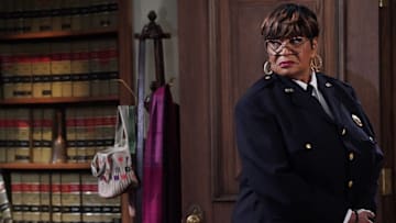 NIGHT COURT -- "Pension Tension" Episode 309 -- Pictured: Marsha Warfield as Roz -- (Photo by: Nicole Weingart/NBC)