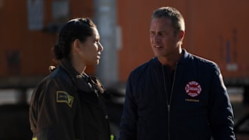 CHICAGO FIRE -- "Down The Rabbit Hole" Episode 13005 -- Pictured: (l-r) Miranda Rae Mayo as Stella Kidd, Taylor Kinney as Kelly Severide