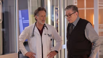 CHICAGO MED -- "The Book of Archer" Episode 1017 -- Pictured: (l-r) Steven Weber as Dr. Dean Archer, Oliver Platt as Dr. Daniel Charles -- (Photo by: George Burns Jr/NBC)