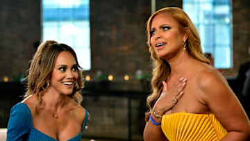 THE REAL HOUSEWIVES OF POTOMAC -- "Double Trouble" Episode 902 -- Pictured: (l-r) Ashley Darby, Gizelle Bryant -- (Photo by: Shannon Finney/Bravo)