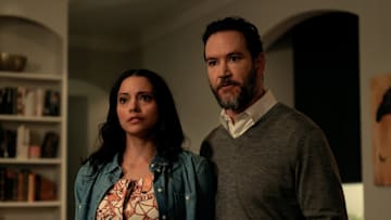 FOUND -- "Missing While Scamming" Episode 109 -- Pictured: (l-r) Gabrielle Elise Walsh as Lacey Quinn, Mark-Paul Gosselaar as Sir -- (Photo by: Steve Swisher/NBC)