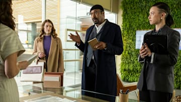 THE IRRATIONAL -- "The Wrong Side of Maybe" Episode 207 -- Pictured: (l-r) Molly Kunz as Phoebe, Jesse L. Martin as Alec Mercer, Ashley Platz as Laura Bennett