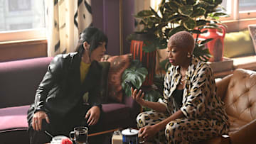 THE IRRATIONAL -- "Conversation Games" Episode 215 -- Pictured: (l-r) Sandra Shapiro as Angelique, Travina Springer as Kylie -- (Photo by: Sergei Bachlakov/NBC)