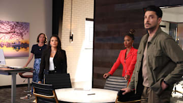 FOUND -- "Missing While Matched" Episode 214 -- Pictured: (l-r) Kelli Williams as Margaret, Gabrielle Walsh as Lacey, Shanola Hampton as Gabi Mosely, Karan Oberoi as Dahn -- (Photo by: Matt Miller/NBC)