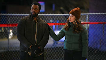 CHICAGO P.D. -- "Street Jesus" Episode 12013 -- Pictured: (l-r) LaRoyce Hawkins as Officer Kevin Atwater, Marina Squerciati as Officer Kim Burgess -- (Photo by: Lori Allen/NBC)