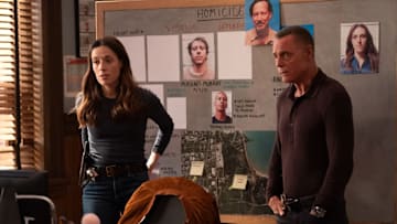 CHICAGO P.D. -- "Impulse Control" Episode 1307 -- Pictured: (l-r) Marina Squerciati as Officer Kim Burgess, Jason Beghe as Hank Voight -- (Photo by: Elizabeth Sisson/NBC)