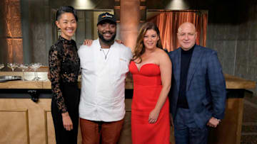 Top Chef Season 22 winner Chef Tristen Epps-Long with Kristen Kish, Gail Simmons, and Tom Colicchio