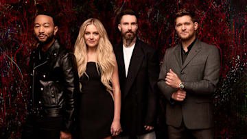THE VOICE -- Season: 27 -- Pictured: (l-r) John Legend, Kelsea Ballerini, Adam Levine and Michael Bublé 
