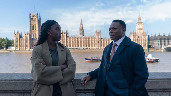 THE DAY OF THE JACKAL -- -- Pictured: (l-r) Lashana Lynch as Bianca, Chukwudi Iwuji as Osi -- (Photo by: Marcell Piti/Carnival Film & Television Limited)