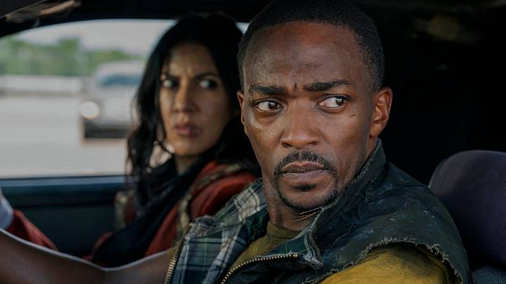TWISTED METAL -- "R04DK11" Episode 109 -- Pictured: (l-r) Stephanie Beatriz as Quiet, Anthony Mackie as John Doe 