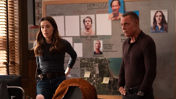 CHICAGO P.D. -- "Impulse Control" Episode 1307 -- Pictured: (l-r) Marina Squerciati as Officer Kim Burgess, Jason Beghe as Hank Voight -- (Photo by: Elizabeth Sisson/NBC)