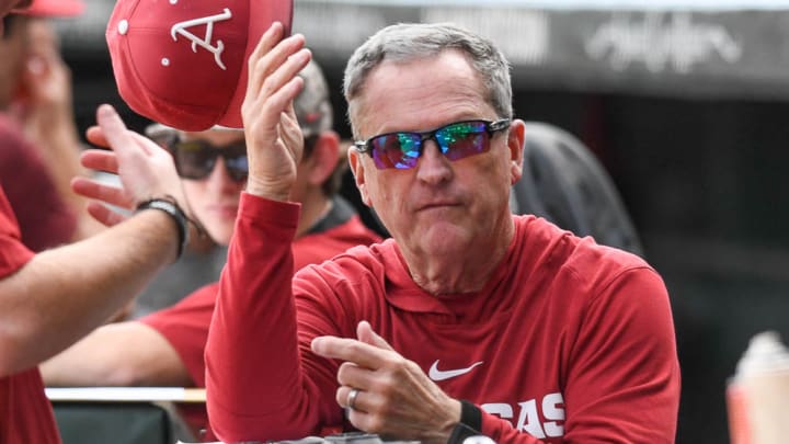 Arkansas Razorbacks coach Dave Van Horn during a preseason scrimmage at Baum-Walker Stadium in Fayetteville, Ark.