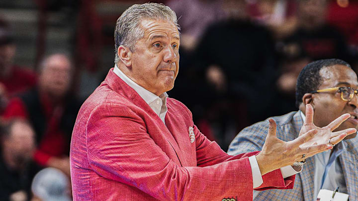 Arkansas Razorbacks coach John Calipari during game against the Oakland Grizzlies at Bud Walton Arena in Fayetteville, Ark. Arkansas Razorbacks coach John Calipari during game against the Oakland Grizzlies at Bud Walton Arena in Fayetteville, Ark.