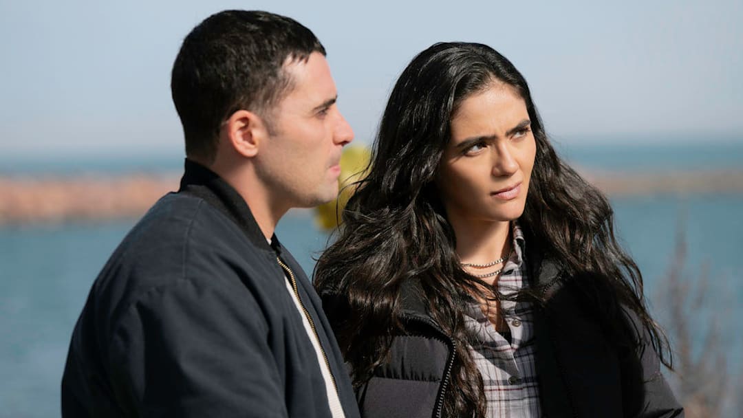 CHICAGO P.D. -- "Faith" Episode 1310 -- Pictured: (l-r) Benjamin Levy Aguilar as Dante Torres, Arienne Mandi as Eva Imani 