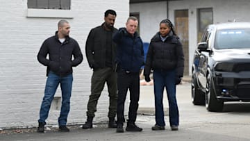 CHICAGO P.D. -- "Marie" Episode 12014 -- Pictured: (l-r) Benjamin Levy Aguilar as Dante Torres, LaRoyce Hawkins as Officer Kevin Atwater, Jason Beghe as Sgt. Hank Voight, Toya Turner as Kiana Cook -- (Photo by: Lori Allen/NBC)