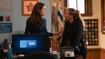 CHICAGO P.D. -- "Retread" Episode 11002 -- Pictured: (l-r) Marina Squerciati as Kim Burgess, Tracy Spiridakos as Hailey Upton -- (Photo by: Lori Allen/NBC)