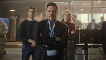THE HUNTING PARTY -- "Jenna Wells" Episode 110 -- Pictured: (l-r) Josh McKenzie as Shane Florence, Nick Wechsler as Oliver Odell, Melissa Roxburgh as Rebecca Bex Henderson --