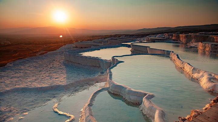 Sun over Pamukkale Thermal Pools, Turkey