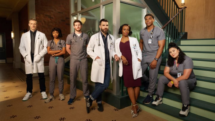 BRILLIANT MINDS -- Season: 1 -- Pictured: (l-r) Teddy Sears as Dr. Josh Nichols, Ashleigh LaThrop as Dr. Ericka Kinney, Alex MacNicholl as Dr. Van Markus, Zachary Quinto as Dr. Oliver Wolf, Tamberla Perry as Dr. Carol Pierce, Spence Moore II as Dr. Jacob Nash, Aury Krebs as Dr. Dana Dang -- (Photo by: Brendan Meadows/NBC)