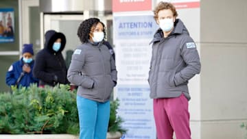 CHICAGO MED -- "In Search of Forgiveness, Not Permission" Episode 604 -- Pictured: (l-r) Yaya DaCosta as April Sexton, Nick Gehlfuss as Dr. Will Halstead -- (Photo by: Elizabeth Sisson/NBC)