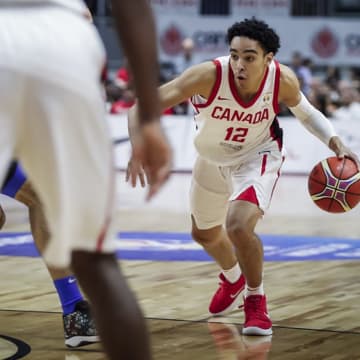 12 Andrew William Nembhard (CAN) - Canada v Dominican Republic, 2019 FIBA Basketball World Cup 2019 Americas Qualifiers, Toronto - Ricoh Coliseum(Canada), 1st Round, 29 June 2018