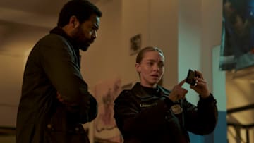 LONG BRIGHT RIVER -- "Where Do You Go" Episode 105 -- Pictured: (l-r) Nicholas Pinnock as Truman, Amanda Seyfried as Mickey 