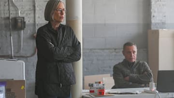 CHICAGO P.D. -- "Vows" Episode 12022 -- Pictured: (l-r) Amy Morton as Desk Sgt. Trudy Platt, Jason Beghe as Hank Voight -- (Photo by: Lori Allen/NBC)
