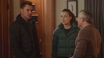 CHICAGO P.D. -- "Marie" Episode 12014 -- Pictured: (l-r) Patrick John Flueger as Officer Adam Ruzek, Marina Squerciati as Officer Kim Burgess -- (Photo by: George Burns Jr/NBC)