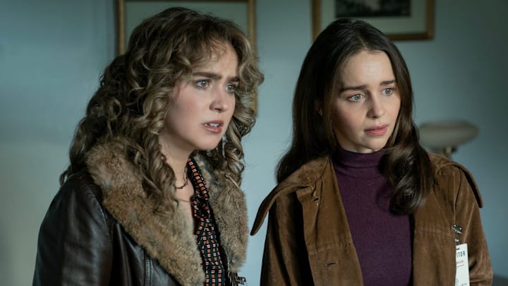 PONIES -- Pictured: (l-r) Haley Lu Richardson as Twila, Emilia Clarke as Bea 