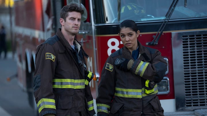 CHICAGO FIRE -- "Quicksand" Episode 13008 -- Pictured: (l-r) Jake Lockett as Sam Carver, Miranda Rae Mayo as Stella Kidd