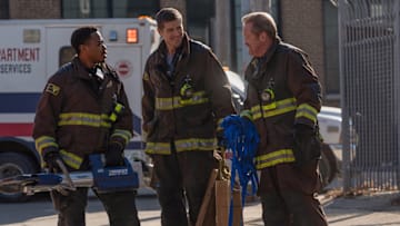 CHICAGO FIRE -- "Permanent Damage" Episode 13019 -- Pictured: (l-r) Daniel Kyri as Darren Ritter, Jake Lockett as Sam Carver, Christian Stolte as Randy Mouch McHolland -- (Photo by: Peter Gordon/NBC)