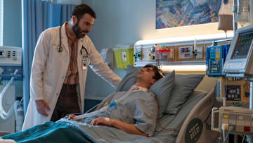 BRILLIANT MINDS -- "The Man from Grozny" Episode 107 -- Pictured: (l-r) Zachary Quinto as Dr. Oliver Wolf, Alex Ozerov-Meyer as Roman (John Doe)