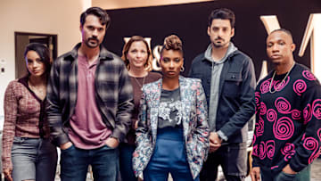 FOUND -- Pictured: (l-r) Gabrielle Elise Walsh as Lacey Quinn, Brett Dalton as Detective Mark Trent, Kelli Williams as Margaret Reed, Shanola Hampton as Gabi Mosley, Karan Oberoi as Dhan Rana, Arlen Escarpeta as Zeke Wallace -- (Photo by: Matt Miller/NBC)
