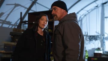 LAW & ORDER: ORGANIZED CRIME -- "Crossroads" Episode 410 -- Pictured: (l-r) Rivera Reese as Trisha, Christopher Meloni as Det. Elliot Stabler -- (Photo by: Virginia Sherwood/NBC)