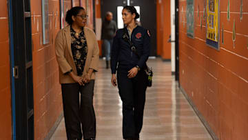 CHICAGO FIRE -- "Chaos Theory" Episode 13010 -- Pictured: (l-r) Tania Gaul as Ms. Rubin, Mirando Rae Mayo as Stella Kidd -- (Photo by: Peter Gordon/NBC)
