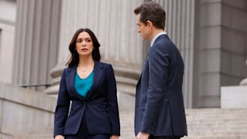 LAW & ORDER -- "Look The Other Way" Episode 24022 -- Pictured: (l-r) Odelya Halevi as A.D.A. Samantha Maroun, Hugh Dancy as A.D.A. Nolan Price -- (Photo by: Will Hart/NBC)