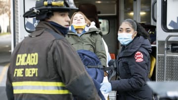 CHICAGO FIRE -- "Funny What Things Remind Us" Episode 904 -- Pictured: (l-r) Alberto Rosende as Blake Gallo, Adriyan Rae as Gianna Mackey -- (Photo by: Adrian S. Burrows Sr./NBC)