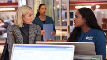 CHICAGO MED -- "Row Row Row Your Boat on a Rocky Sea" Episode 09001 -- Pictured: (l-r) Jessy Schram as Dr. Hannah Asher, Marlyne Barrett as Maggie Lockwood -- (Photo by: George Burns Jr/NBC)