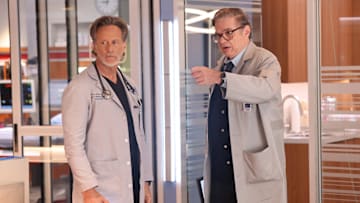 CHICAGO MED -- "Blurred Lines" Episode 1004 -- Pictured: (l-r) Steven Weber as Dr. Dean Archer, Oliver Platt as Dr. Daniel Charles 