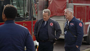 CHICAGO FIRE -- "Cut Me Open" Episode 13020 -- Pictured: (l-r) Christian Stolte as Randy Mouch McHolland, David Eigenberg as Christopher Herrmann -- (Photo by: Elizabeth Sisson/NBC)