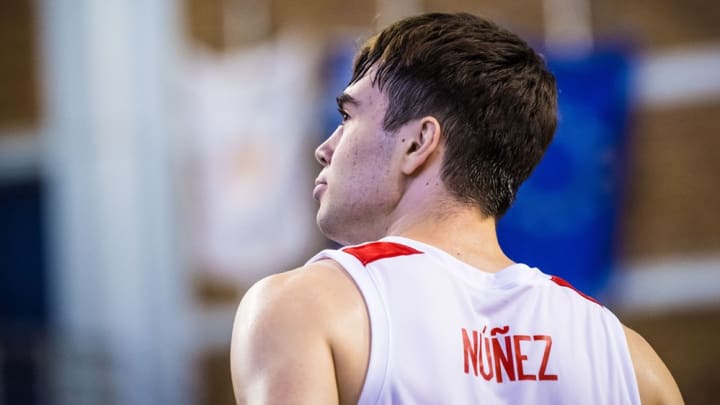 San Antonio Spurs point guard Juan Núñez looks on at the court during his time playing in Europe. The 20-year-old will likely remain overseas to develop before coming to join the Spurs.