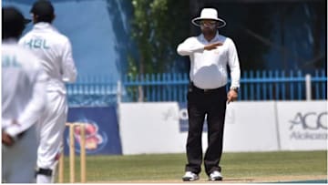 Bismillah Jan Shinwari during an international match, known for his composed presence and fair decisions