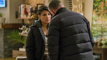 CHICAGO P.D. -- "Lines" Episode 718 -- Pictured: (l-r) Lisseth Chavez as Vanessa Rojas, Jason Beghe as Hank Voight -- (Photo by: Matt Dinerstein/NBC)