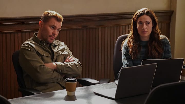 CHICAGO P.D. -- "Open Casket" Episode 12021 -- Pictured: (l-r) Patrick John Flueger as Officer Adam Ruzek, Marina Squerciati as Officer Kim Burgess 