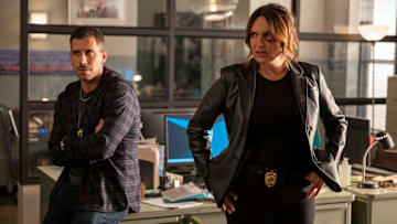 LAW & ORDER: SPECIAL VICTIMS UNIT -- "Soldier Up" Episode 24011 -- Pictured: (l-r) Octavio Pisano as Det. Joe Velasco, Mariska Hargitay as Captain Olivia Benson -- (Photo by: Scott Gries/NBC)