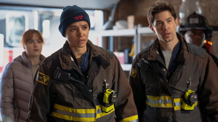 CHICAGO FIRE -- "Sway" Episode 1417 -- Pictured: (l-r) Deanna Dunagan as Margaret Charles, Brandon Larracuente as Sal Vasquez