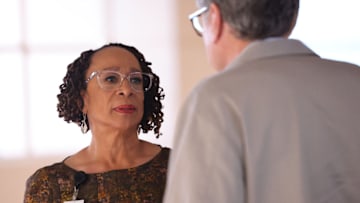 CHICAGO MED -- "Found Family" Episode 1104 -- Pictured: (l-r) Oliver Platt as Dr. Daniel Charles, S. Epatha Merkerson as Sharon Goodwin 