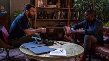 BRILLIANT MINDS -- "The Colorblind Painter" Episode 109 -- Pictured: (l-r) Zachary Quinto as Dr. Oliver Wolf, Robert Manning Jr. as Gabriel Ferguson