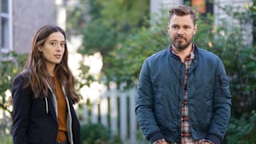 CHICAGO P.D. -- "Fractures" Episode 908 -- Pictured: (l-r) Marina Squerciati as Kim Burgess, Patrick John Flueger as Adam Ruzek -- (Photo by: Lori Allen/NBC)