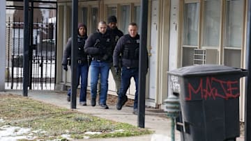 CHICAGO P.D. -- "Greater Good" Episode 12015 -- Pictured: (l-r) Toya Turner as Kiana Cook, Benjamin Levy Aguilar as Dante Torres, LaRoyce Hawkins as Kevin Atwater, Jason Beghe as Sgt. Hank Voight -- (Photo by: Elizabeth Sisson/NBC)